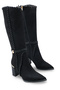 Phoebe Cara Women's Pointed Toe Heeled Boots 00120180 Black Suede