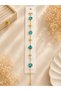 Turquoise Stone Star Detailed Gold Women's Bracelet – Sparkling Stylish Design