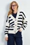 Striped Buttoned V-Neck Oversized Knitwear Cardigan
