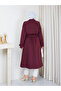 Double-Breasted Collar Belted Button Detailed Lined Hijab Trench Coat Rc3167 - 8