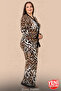 Women's Viscose Buttoned Pajamas Set Leopard Patterned Long Sleeve Comfortable Home Clothing 11443 - 3