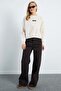 3 Thread Heart Embroidered O Oversized Sweatshirt - 4