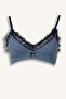 Striped Lace Detailed Ribbed Detachable Cap I3881Ax26Au