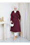 Double-Breasted Collar Belted Button Detailed Lined Hijab Trench Coat Rc3167 - 5