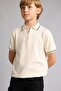 Polo Collar Stripe Detailed Half Zipper Knitwear Basic T-Shirt Boys H3919A826Au