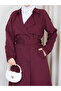 Double-Breasted Collar Belted Button Detailed Lined Hijab Trench Coat Rc3167 - 7