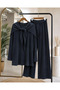 Women's Modal Pique 3 Piece Set with Shoulder Shawl, Tunic Pants, Comfortable Fit, Hijab Set - Black - 3