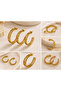 Gold Steel Hoop Earrings 3-Piece Combination Set - 2