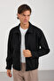 Men's Shirt Collar Button Sleeves Stripe Detailed Cashmere Coat - 3