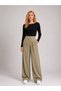 Women's High Waist Pleated Palazzo Wide Leg Fabric Trousers