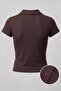 Women's Polo Neck Rider Printed T-Shirt Brown – 100% Cotton, Lycra Comfortable Fit Stylish Blouse - 6