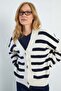 Striped Buttoned V-Neck Oversized Knitwear Cardigan - 5