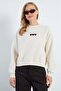 3 Thread Heart Embroidered O Oversized Sweatshirt - 2