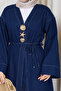 Women's Denim Jeans Kimono Cap with Gold Brooch - 6