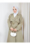 Double-Breasted Collar Belted Button Detailed Lined Hijab Trench Coat Rc3167 - 6
