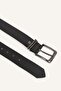 Men's Faux Leather Belt with Metal Rectangular Buckle I1316Axns - 3