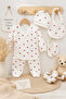 5-Piece Hospital Discharge Set Newborn Baby Bodysuit Set – Includes Hat, Gloves, Booties and Bib, Soft Textured Comfortable Baby Clothing Set - 7