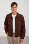 Men's Shirt Collar Button Sleeves Stripe Detailed Cashmere Coat