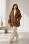 Women's Ethnic Embroidery Patterned Oversized Plush Coat - Loose Pocketed Teddy Jacket - 2