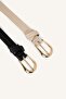 Women's Oval Metal Buckle Faux Leather 2-Piece Casual Belt H7533Axns - 3
