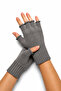 Unisex Cut-Out Half-Toe Gray Colored Knitwear Gloves - 2