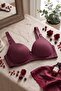 Unpadded Plum Ribbon Detailed Bra - 3