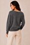 Women's V-Neck Lace Detailed Long Sleeve Knitwear Sweater - 3