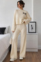 Women's Knitwear Set – Crew Neck Bowknot Sweater and Wide-Leg Pants Two-Piece Set - 6