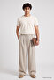 Beige Pleated Woven Palazzo Men's Trousers - 82201