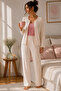 Women's 3-Piece 100% Cotton Transfered Ribbed Lace Pajama Set - 3