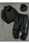 Unisex Men's Women's Gothic Letter Printed Oversize 3 Thread Hooded Hoodie and Jogger Bottom Sweatpants Set - 2