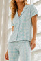 Women's Young Loose Yarn-Dyed Water Green Pajama Set - 3