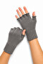 Unisex Cut-Out Half-Toe Gray Colored Knitwear Gloves - 3
