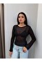 Crew Neck Openwork Knit Blouse - 2