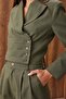 Women's Khaki Pleated Detailed Double-Breasted Pants Suit - 4