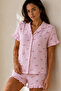 Women's Plain Cotton Homewear Pink Pajama Set - 3