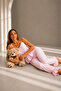 Women's Viscose Adjustable Waist Pink Pajama Set - 6