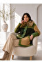 Women's Fur Collar Plaid Patterned Wool Textured Buttoned Coat & Cashmere Jacket - 2