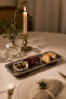 Silver Stainless Steel Rectangular Presentation and Serving Plate with Double Wooden Legs 33X13 cm - 6