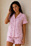 Women's Plain Cotton Homewear Pink Pajama Set - 6