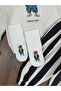 Striped Trousers, Tedy Teddy Bear Printed Sweatshirt, Socks, Beret, Seasonal 3-Piece Baby Boy/Child Set - 3