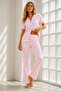 Women's Young Loose Yarn-Dyed Pink Pajama Set - 6