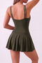 Women's Strapless Swimsuit with Drawstring, Gathered Bust, Integrated Shorts, and Chest Pads - 4