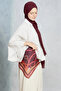 Belt pattern shoulder shawl - burgundy - 4