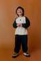 Children's Cotton Teddy Bear Embroidered Ecru Black School Sweatshirt and Sweatpants Set