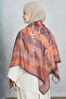 Rope pattern shoulder shawl - brick red - 2