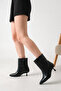 Women's Black Matte Patent Leather Pointed Toe Thin Heeled Western Style Non-Zipper Short Boots - Easy and Comfortable Wear - 4