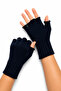 Unisex Cut-Out Half-Toe Navy Blue Knitwear Gloves - 2