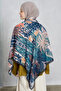 Palm pattern shoulder shawl - navy blue - 4