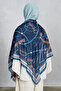 Belt pattern shoulder shawl - navy blue - 4